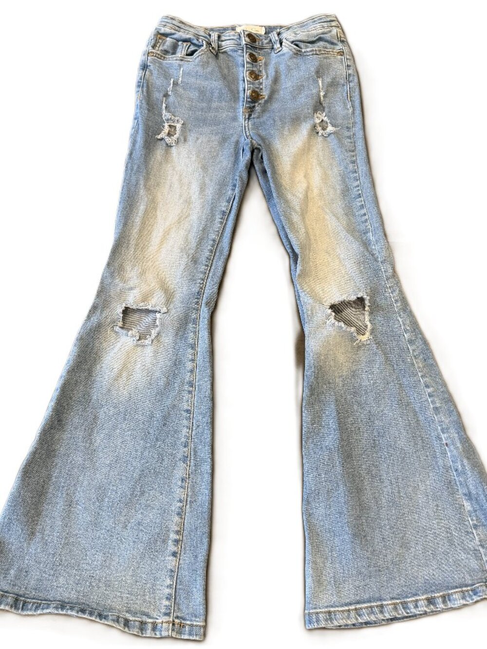 Jessica Simpson Girls Lulu Ultra Flare Jeans Size 14 Distressed Medium Wash